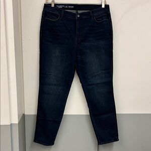 Talbots Flawless Slim Skinny Ankle Cropped Jeans in Dark Indigo Blue Denim 16